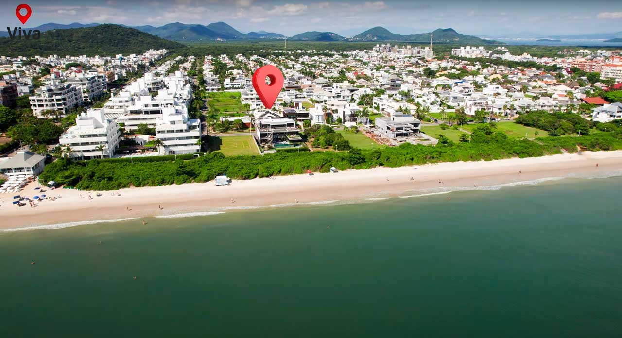 Vista aérea da mansão de Jurerê Internacional, Florianópolis